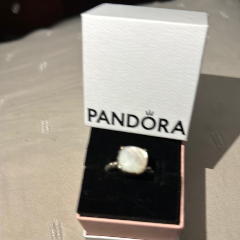 Pandora Silver White Stone Ring
